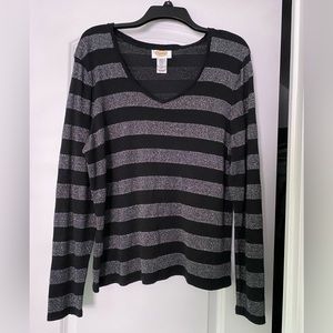 Black & Silver Stripe Sparkly Long Sleeve
